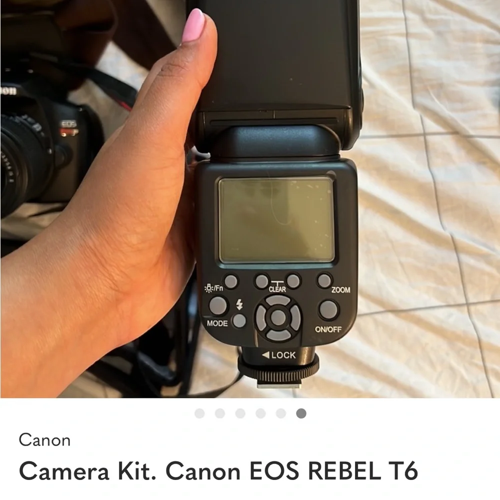 Canon Black DSLR with Zoom Lens